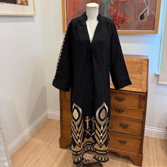 Greek Archaic Kori Feather Arrow Linen Kaftan
